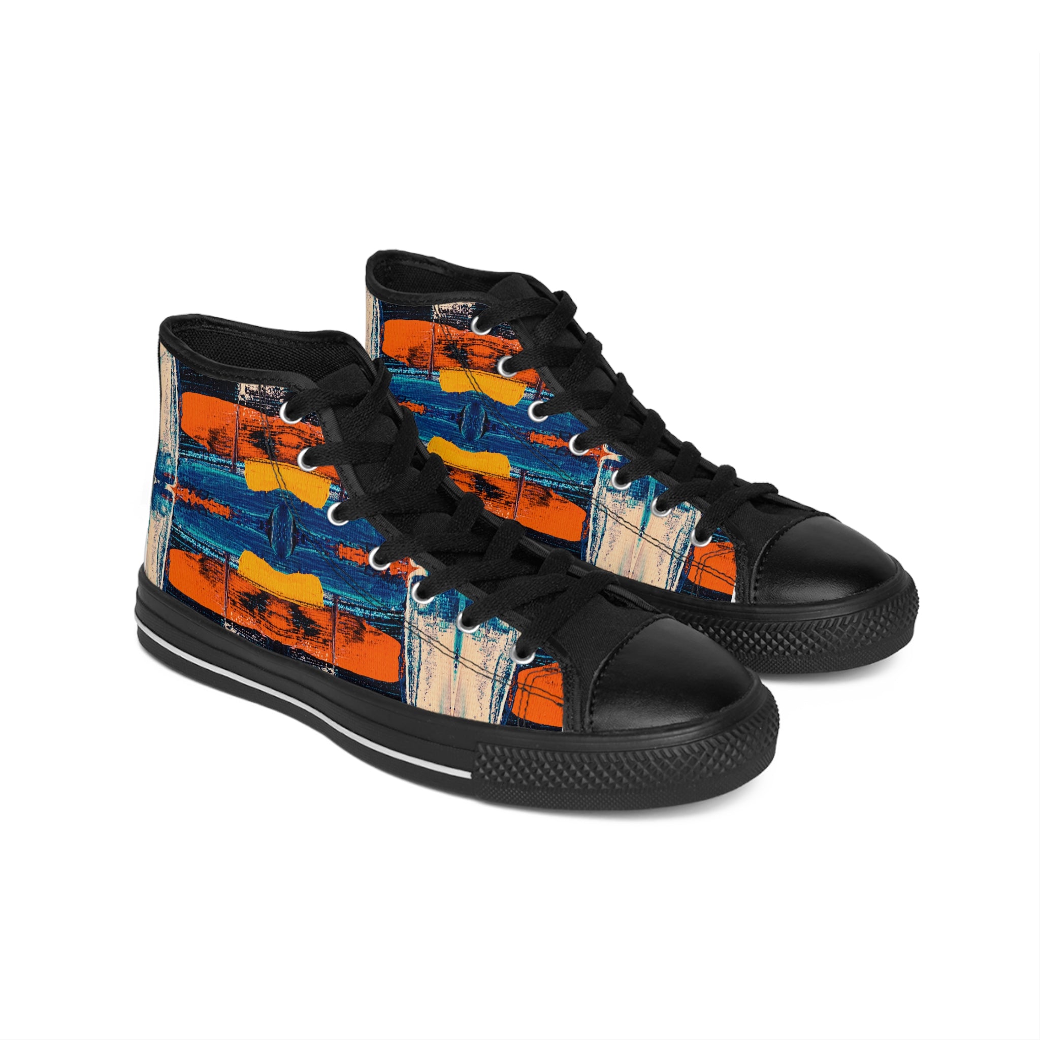 Men's High-Top Sneakers - Artistic Print