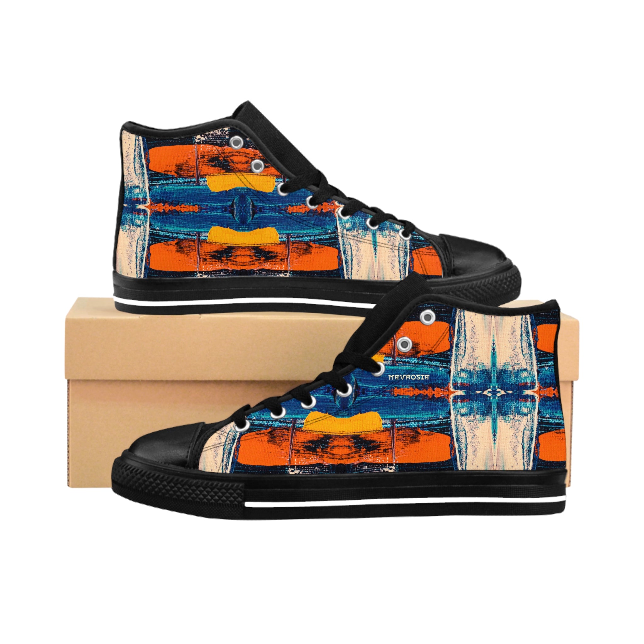 Men's High-Top Sneakers - Artistic Print