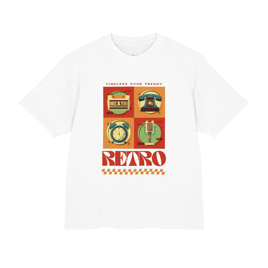 Retro Icons tee, salmon colorway, front view - Mavrosia
