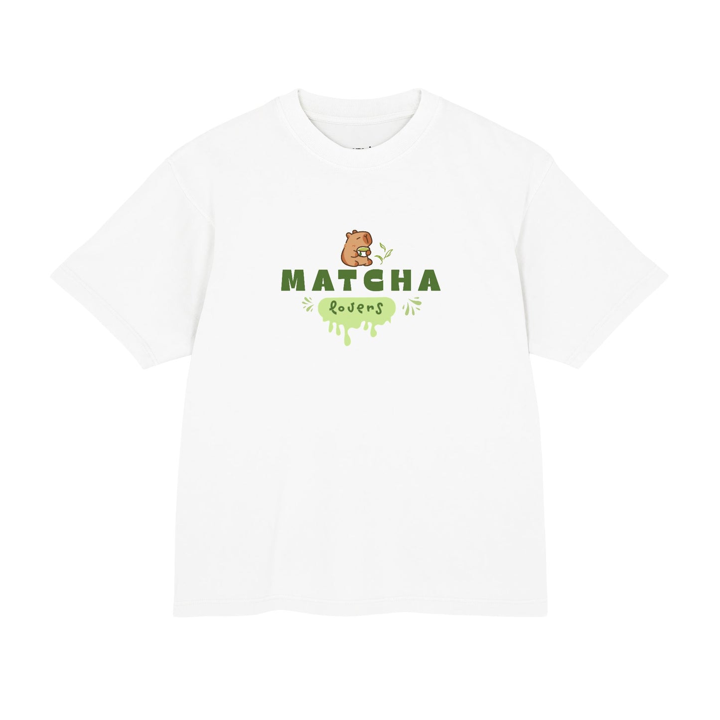 Matcha Lovers boxy tee capybara graphic print detail - Mavrosia