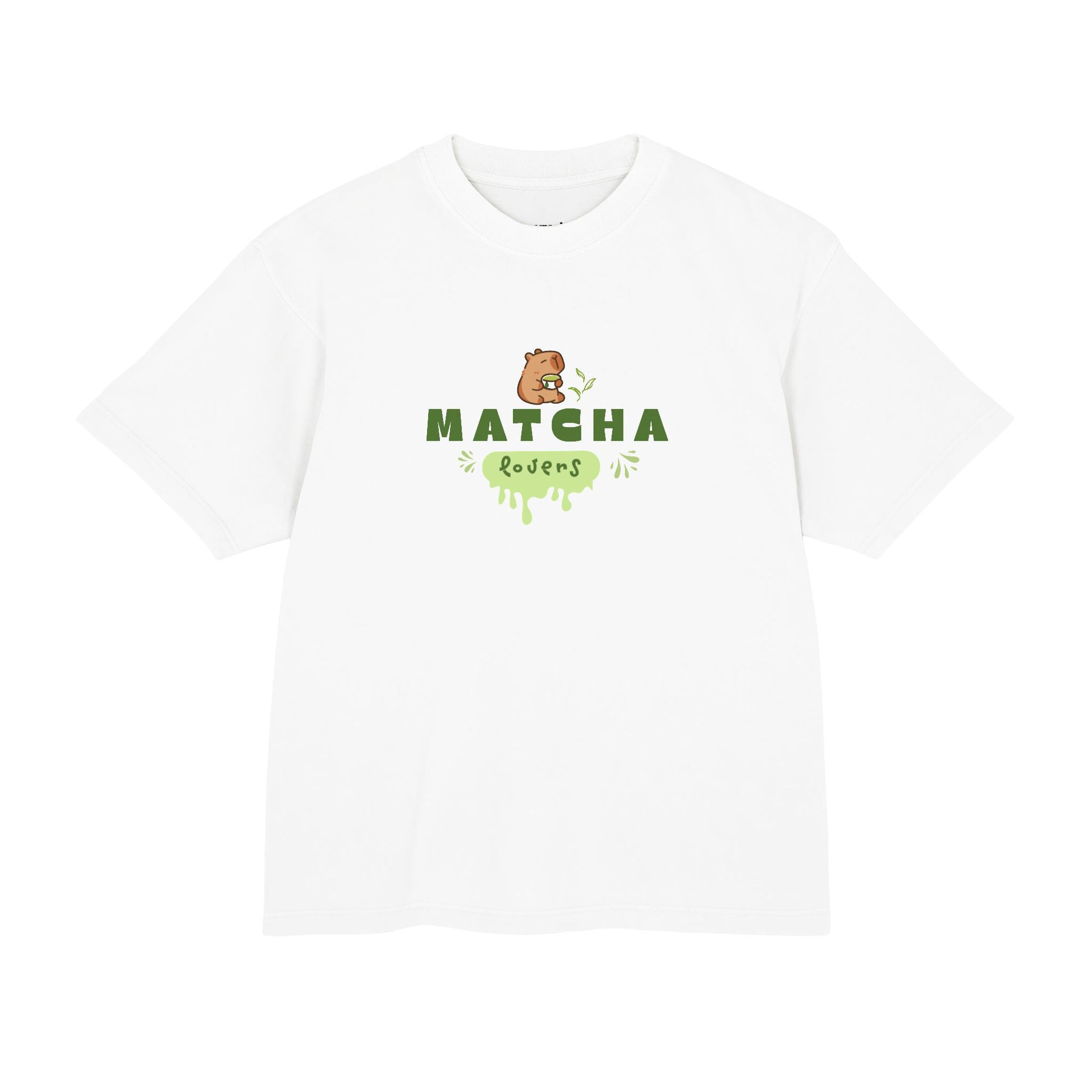 Matcha Lovers boxy tee capybara graphic print detail - Mavrosia