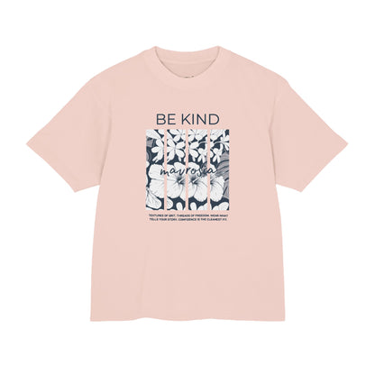 Be Kind Floral tee, salmon colorway, front view - Mavrosia