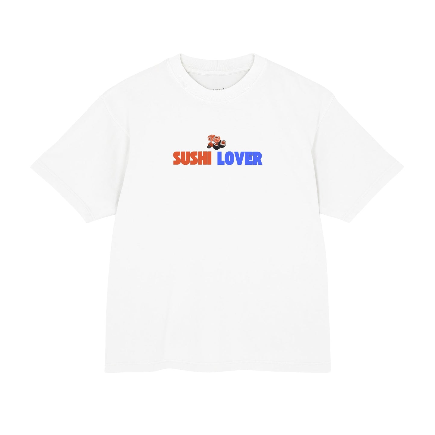 Sushi Lover graphic tee, white front view - Mavrosia