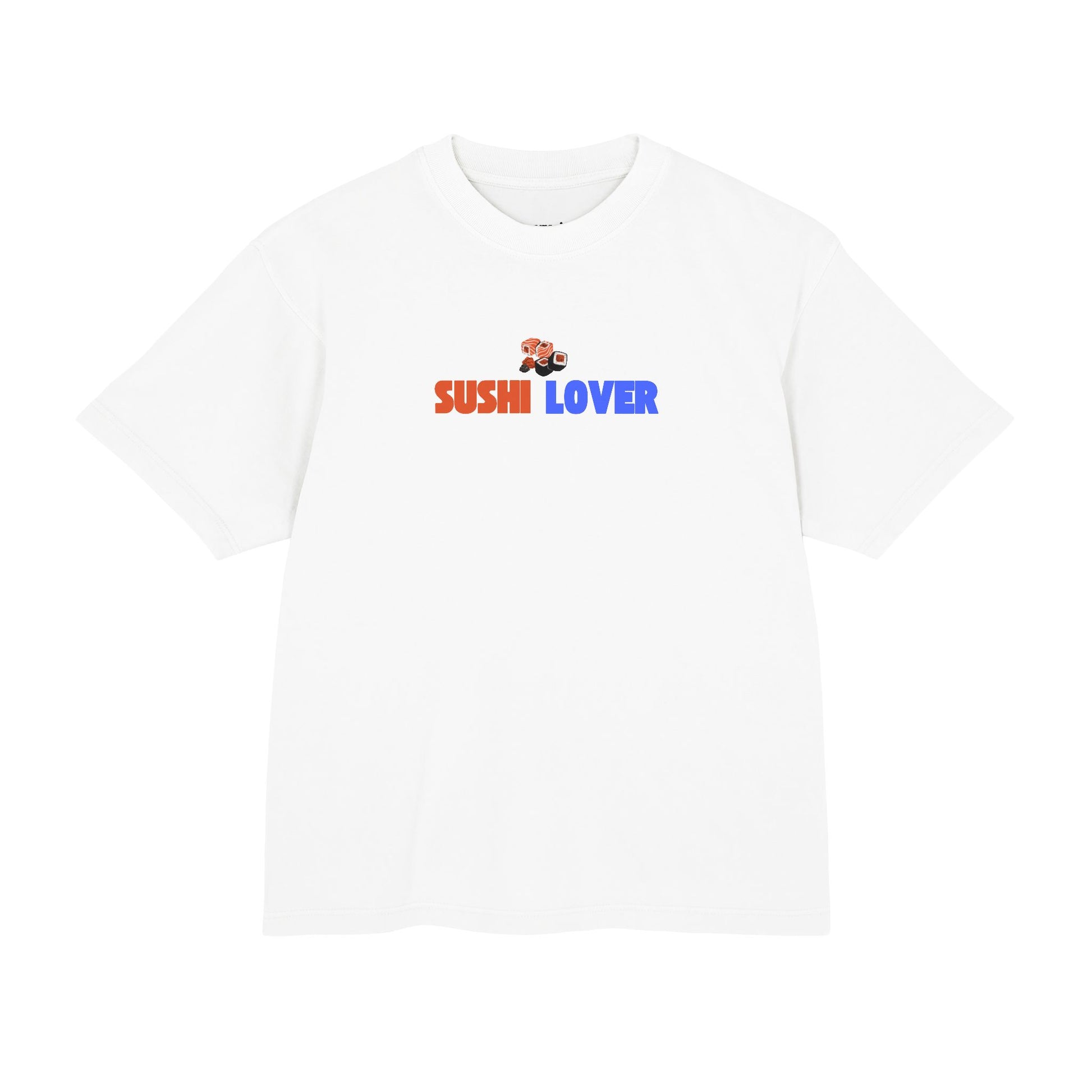 Sushi Lover graphic tee, white front view - Mavrosia