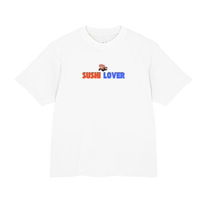 Sushi Lover graphic tee, white front view - Mavrosia