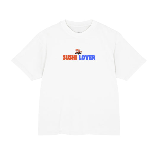 Sushi Lover graphic tee, white front view - Mavrosia