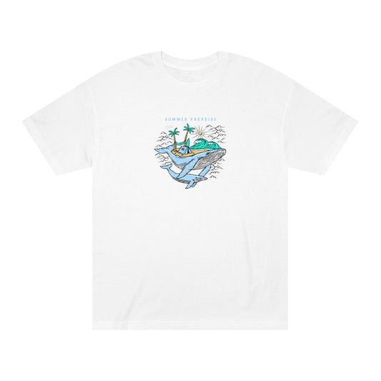 Tropical Island tee, white front view - Mavrosia