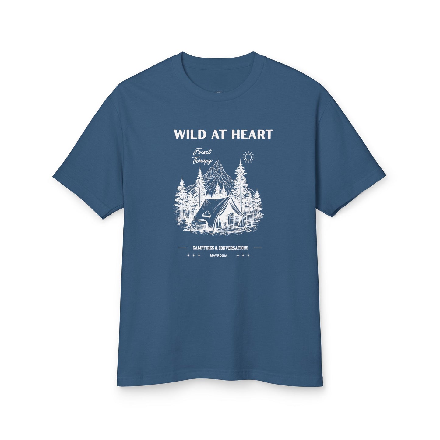 Wild at Heart Camping tee campsite illustration detail - Mavrosia