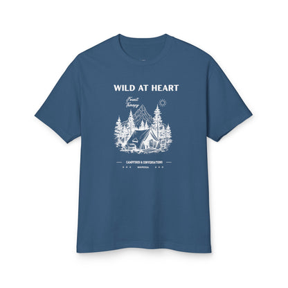 Wild at Heart Camping tee campsite illustration detail - Mavrosia