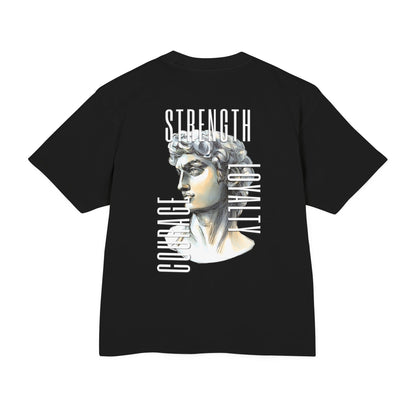David Strength Courage Loyalty graphic tee, back view - Mavrosia