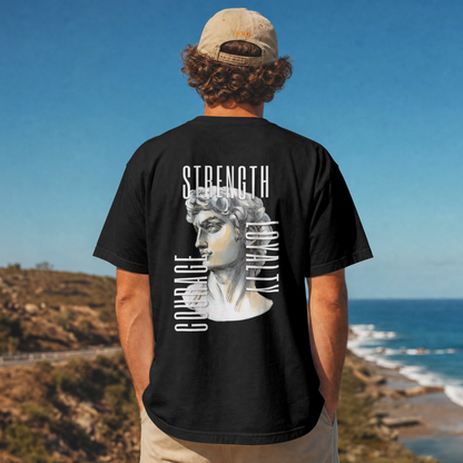 David Strength Courage Loyalty graphic tee, print detail - Mavrosia