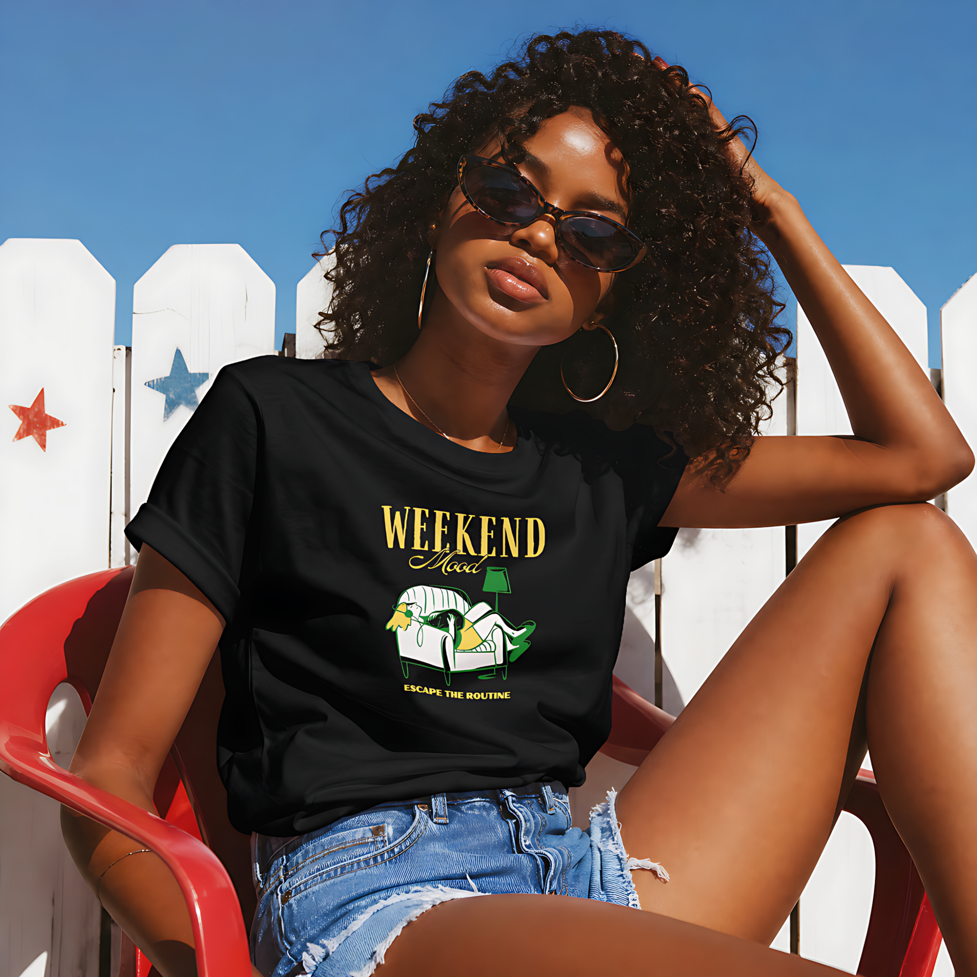 Weekend Mode vintage-dyed tee back view - Mavrosia