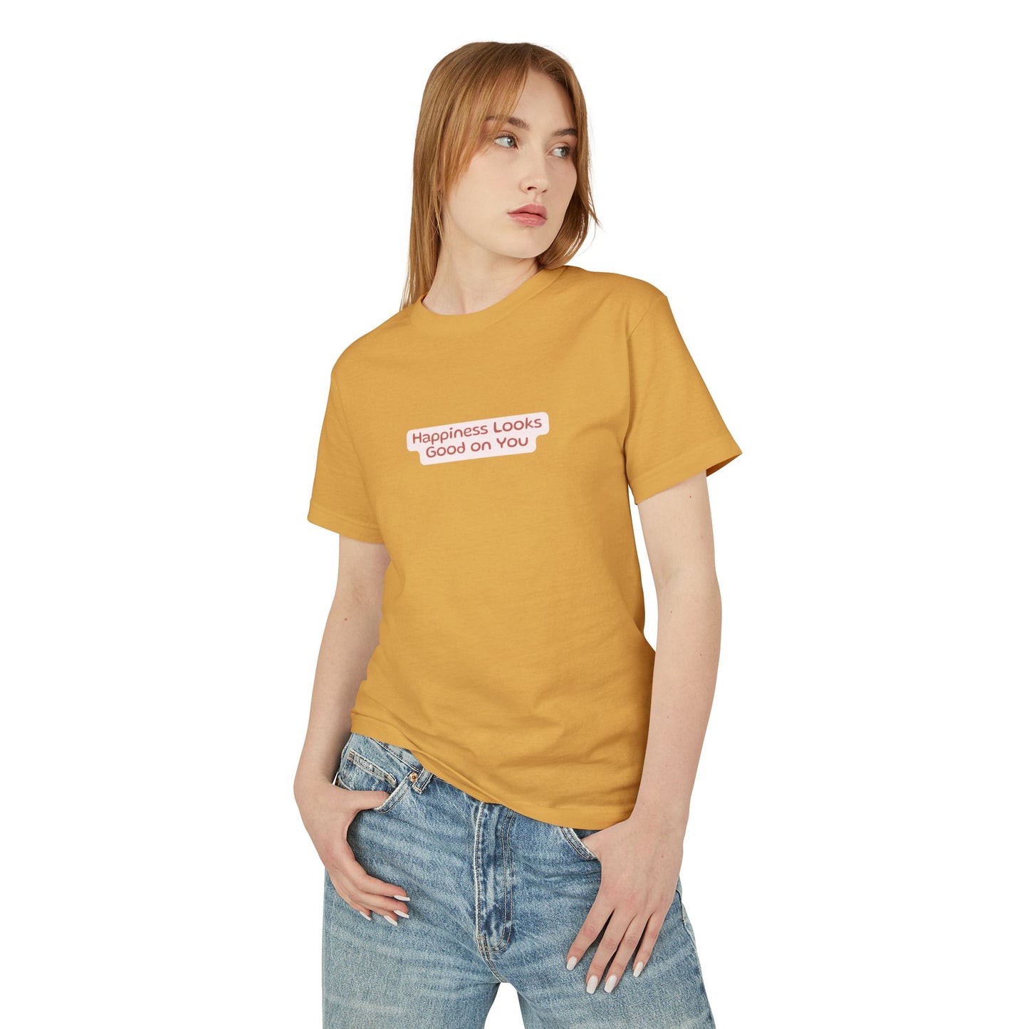 Happy Travels tee worn by model - Mavrosia