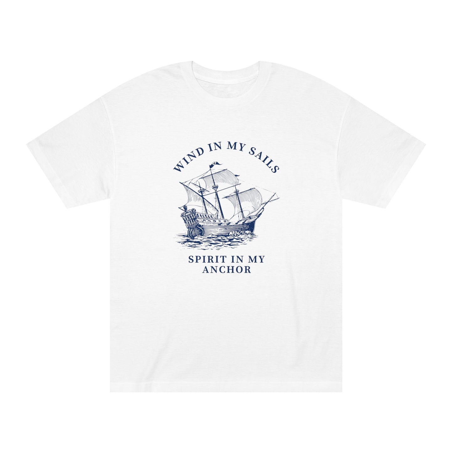 Nautical Ship graphic tee, white front view - Mavrosia