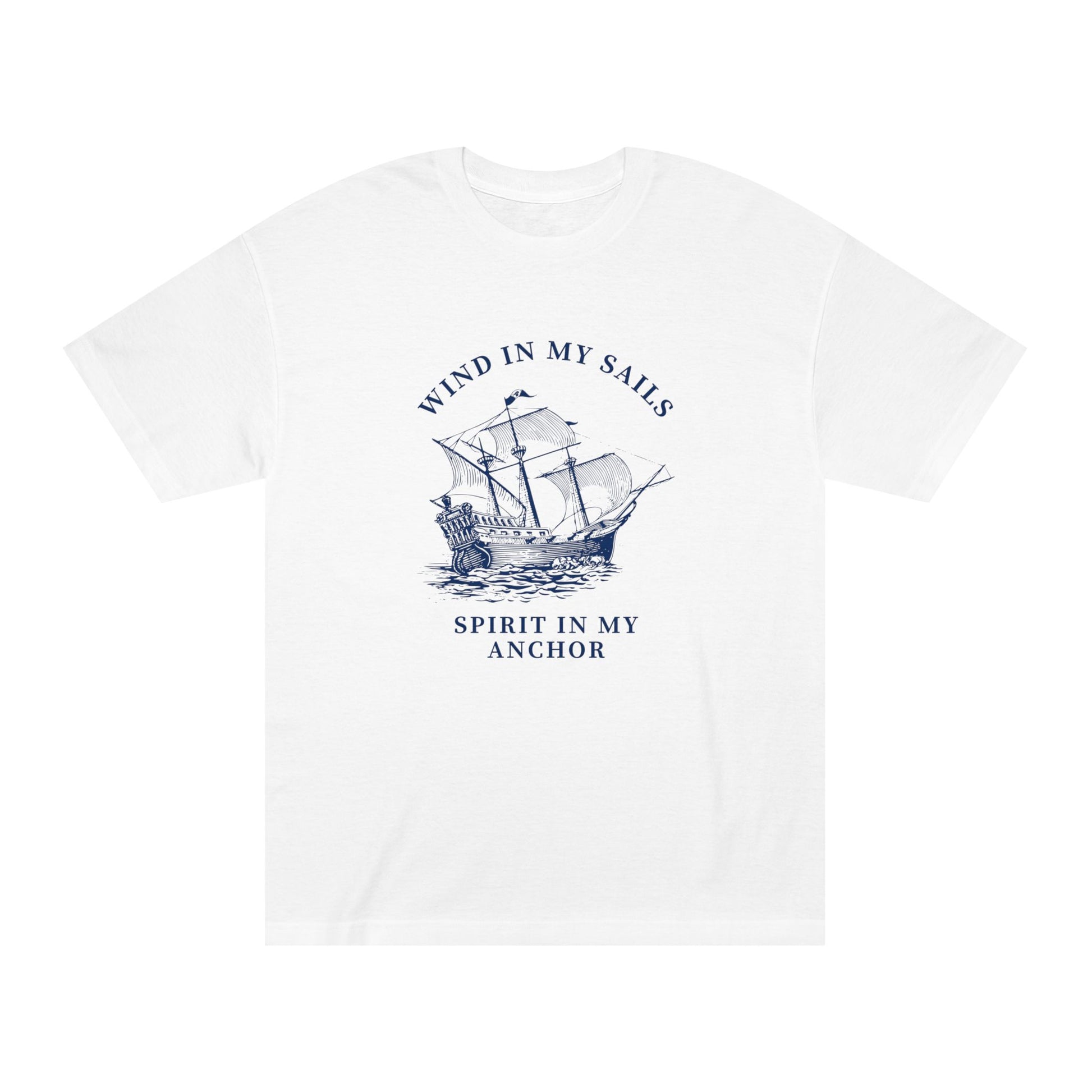 Nautical Ship graphic tee, white front view - Mavrosia