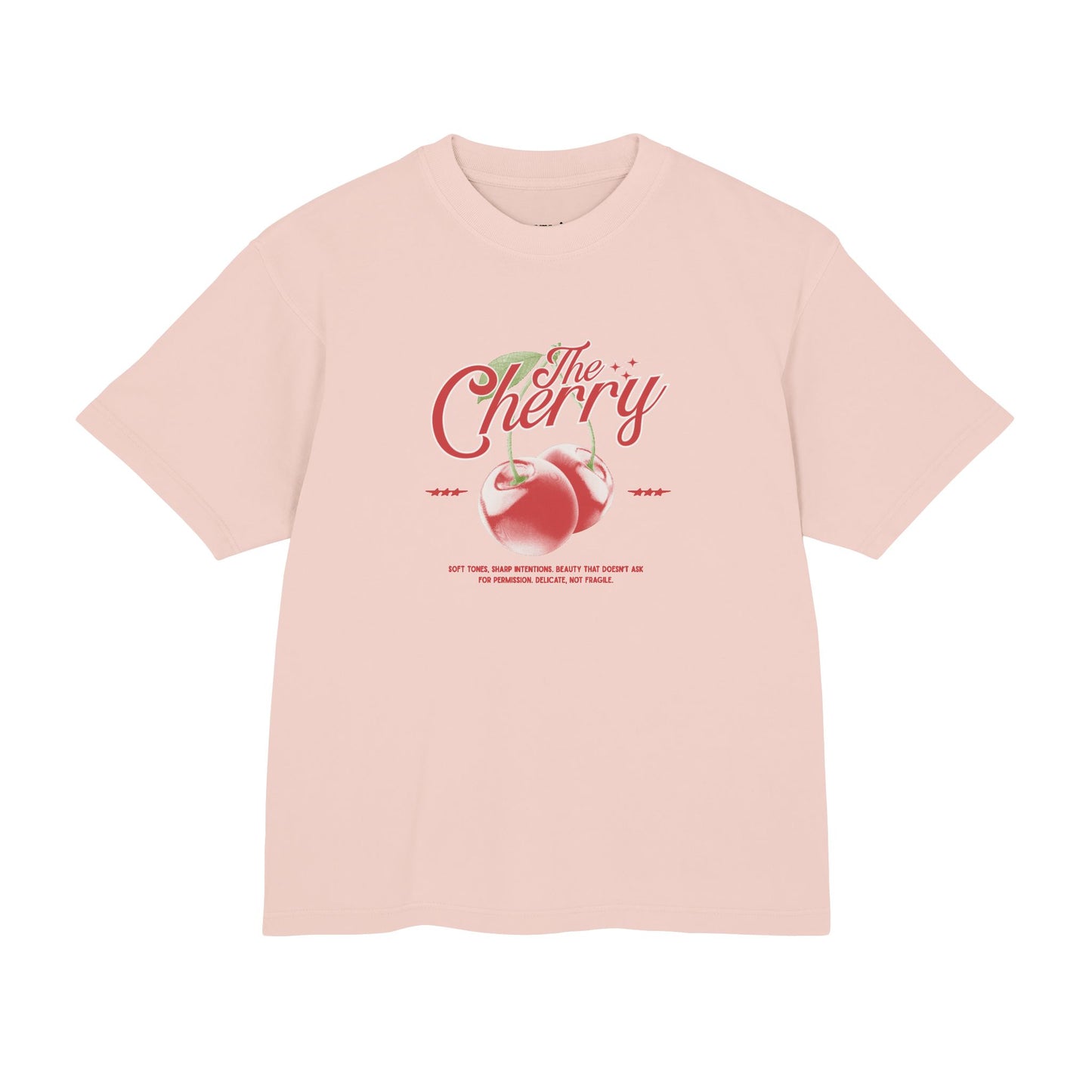 Cherry Retro graphic tee, salmon front view - Mavrosia