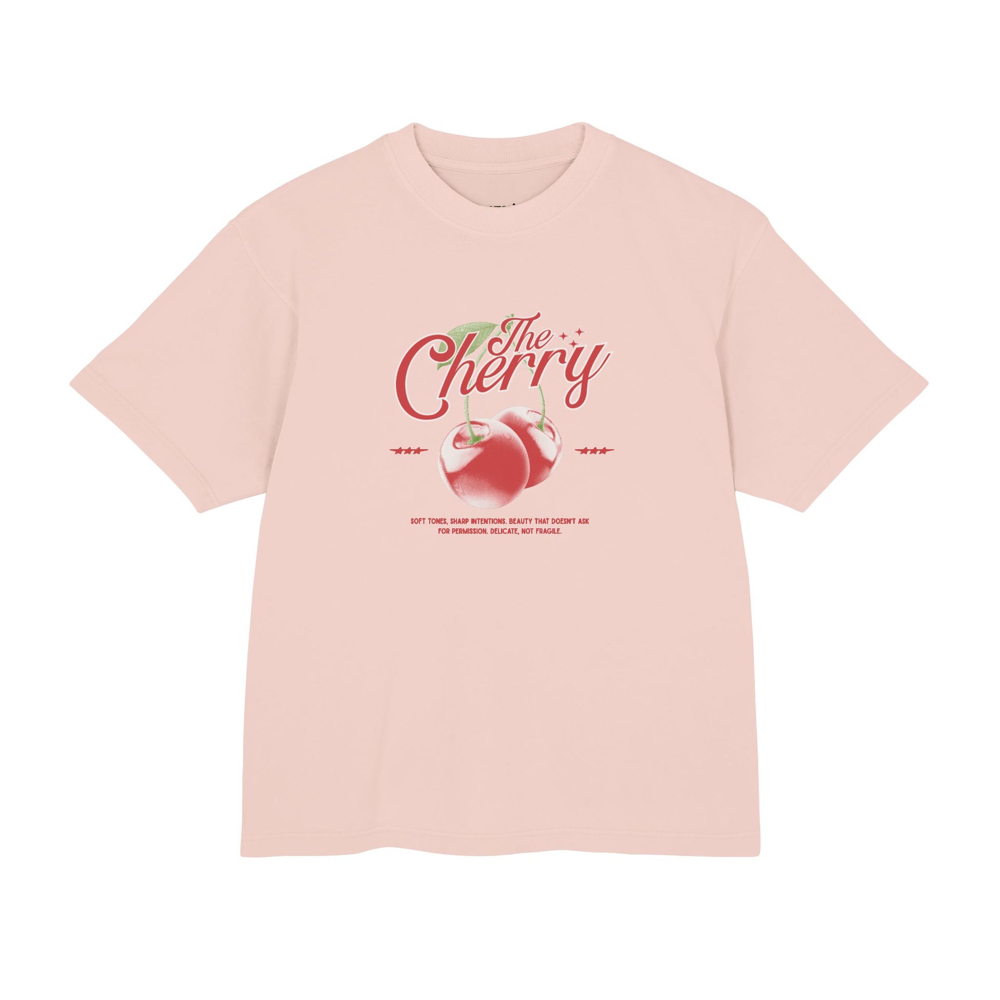 Cherry Retro graphic tee, salmon front view - Mavrosia