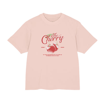 Cherry Retro graphic tee, salmon front view - Mavrosia