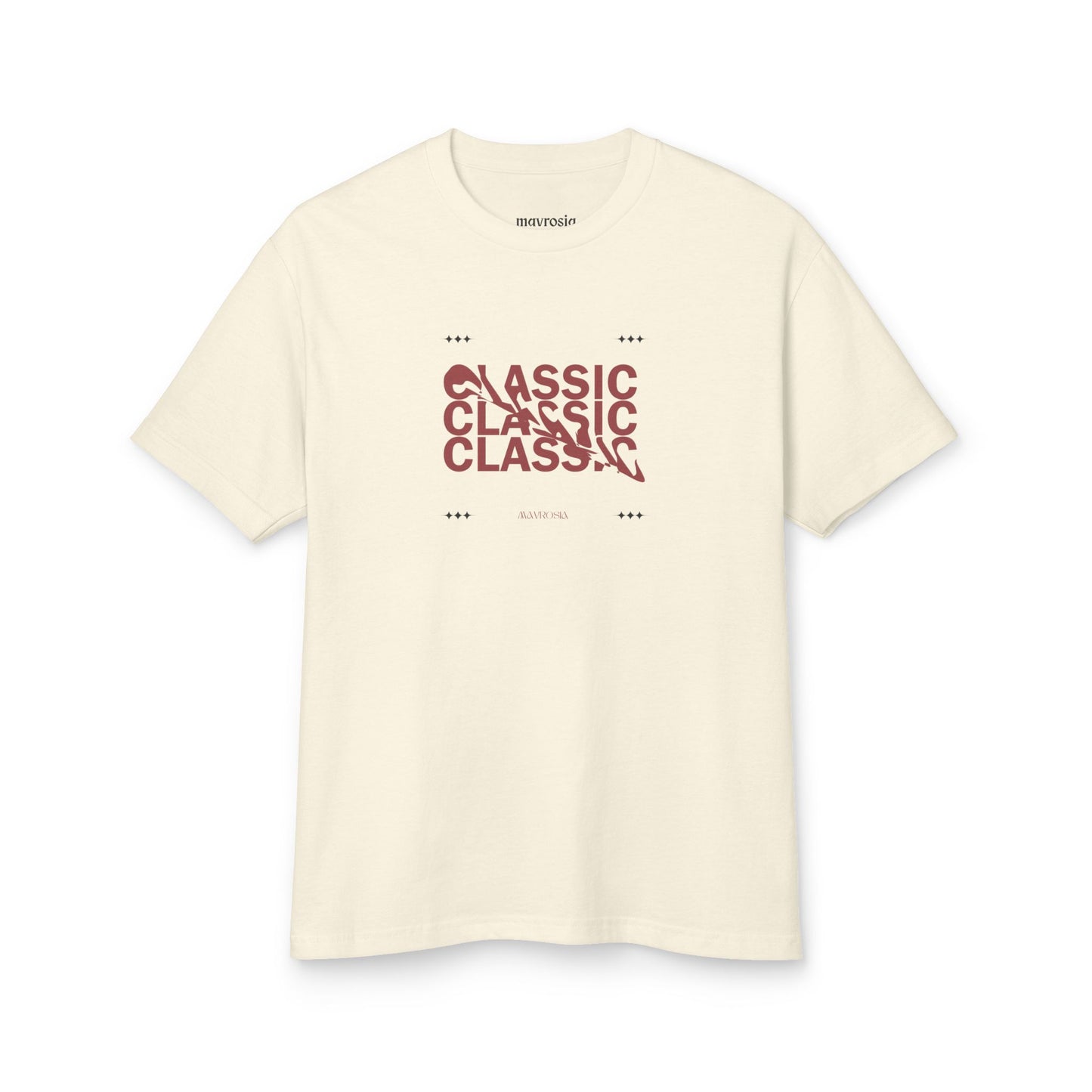 Classic Summer Cotton tee, faded cream, front view - Mavrosia