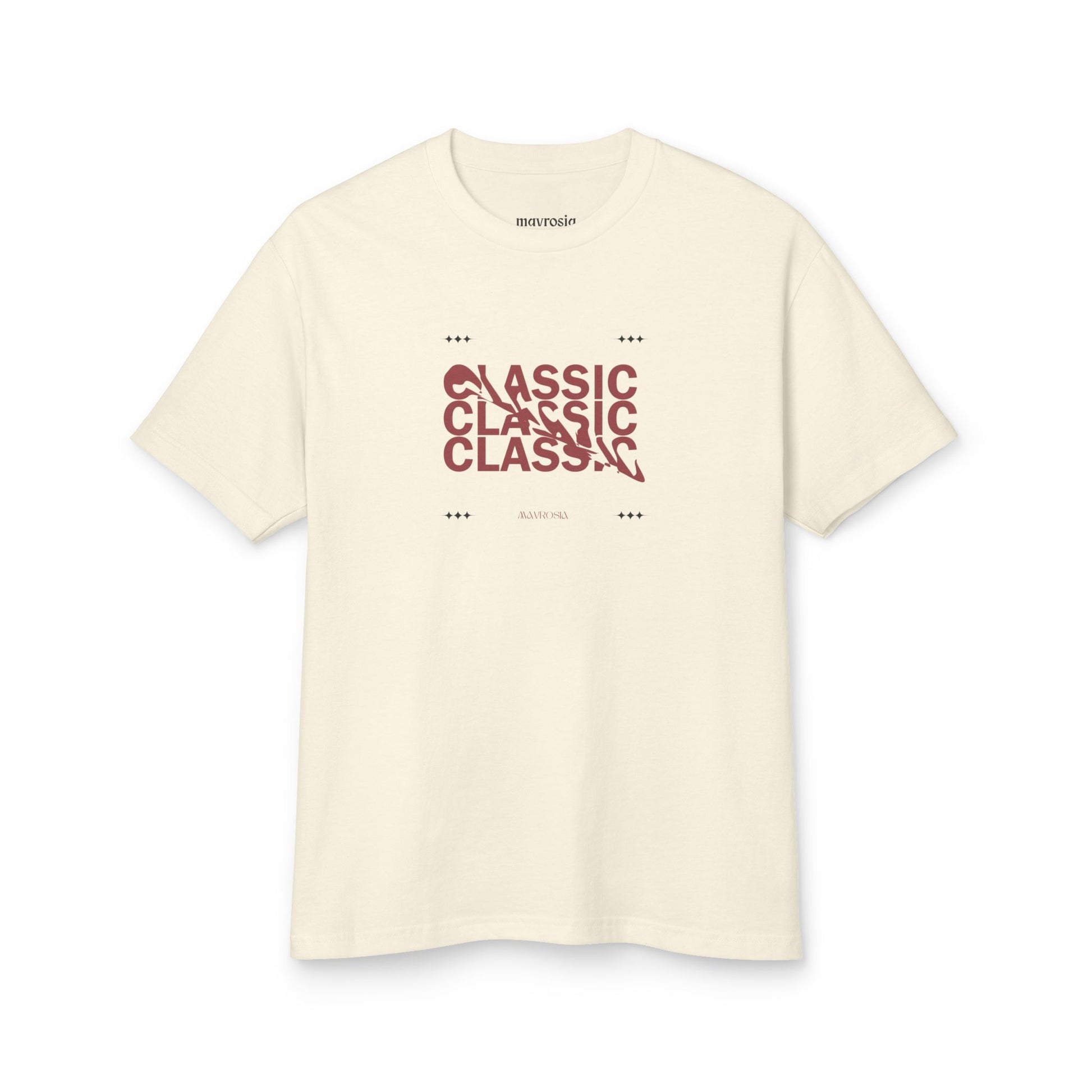 Classic Summer Cotton tee, faded cream, front view - Mavrosia