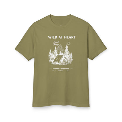Wild at Heart Camping tee, faded navy colorway - Mavrosia