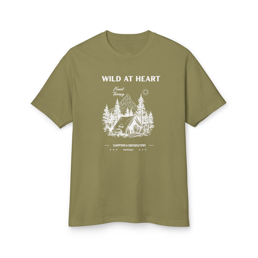 Wild at Heart Camping tee, faded navy colorway - Mavrosia