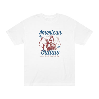American Outlaw vintage graphic tee, white front view - Mavrosia