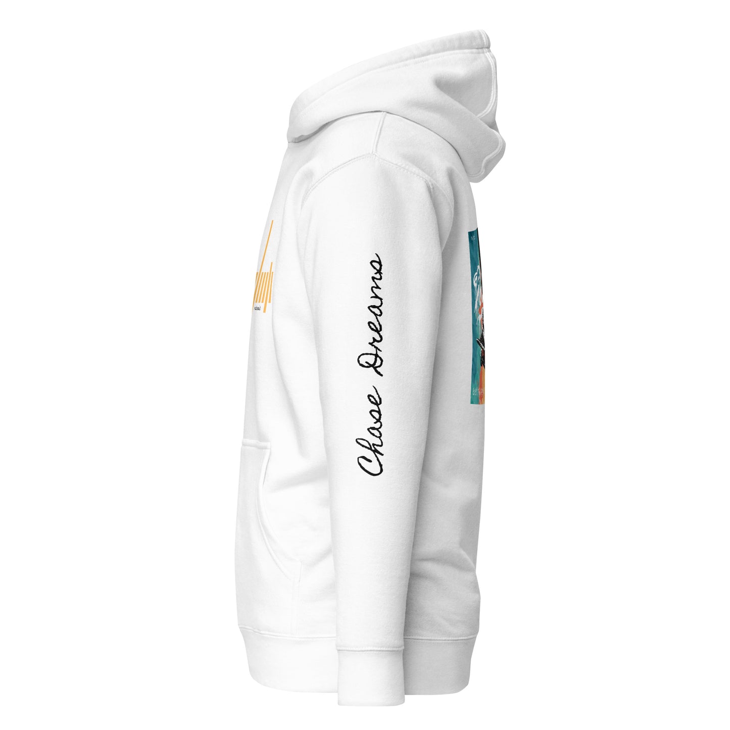 Chase Dreams - Unisex Hoodie left arm design. www.mavrosia.com