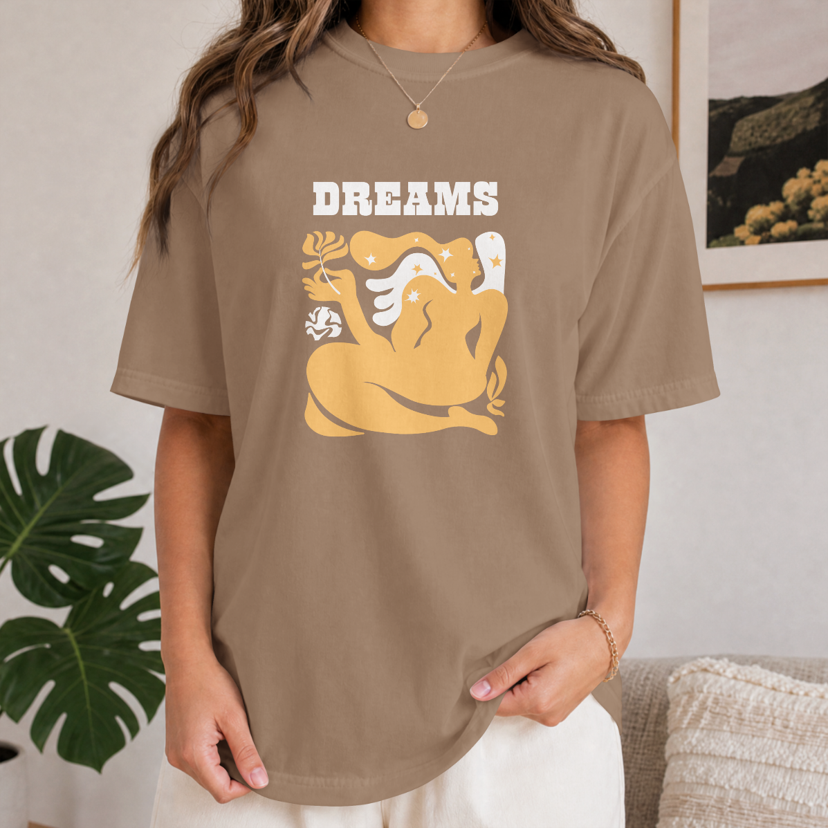 Dreams retro floral graphic tee back view - Mavrosia