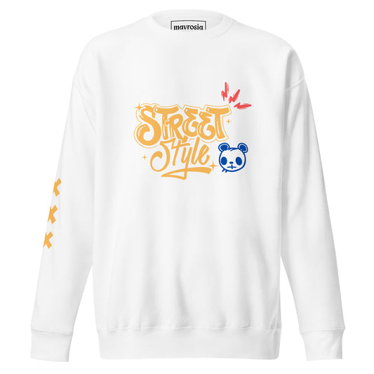 Street Style unisex sweatshirt, white front view - Mavrosia