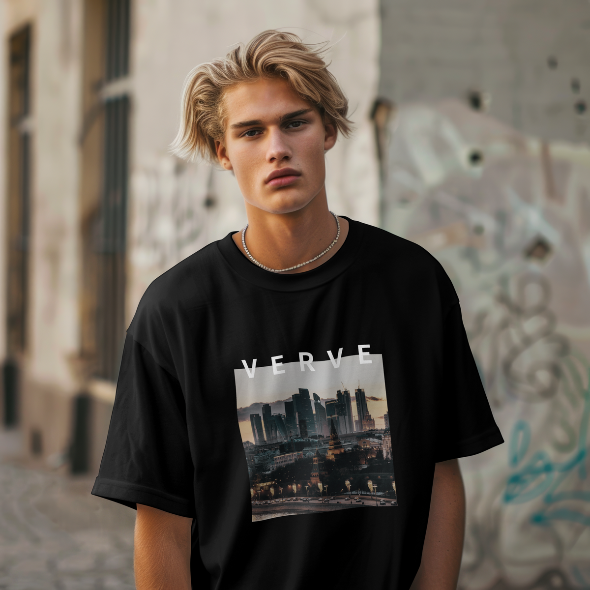 Oversized Men's Tee – Verve Streetwear Graphic | Mavrosia